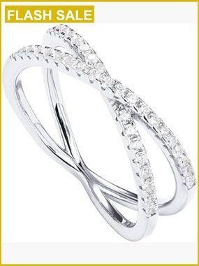 14K Gold Plated Criss Cross Ring CZ Simulated Diamond Statement Ring